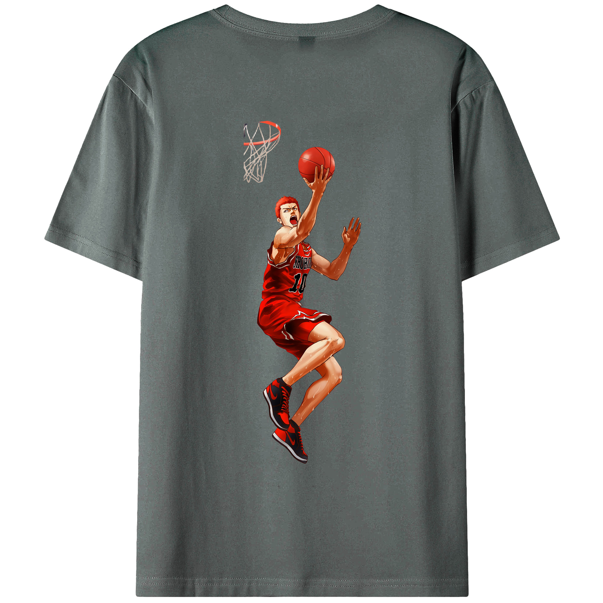 （画像用） SLAM DUNK／スラムダンク 綿100％ メンズ半袖Tシャツ（バックプリント） 通気性